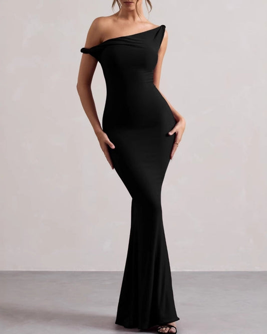 Robe Longue Bodycon Épaule Dénudée