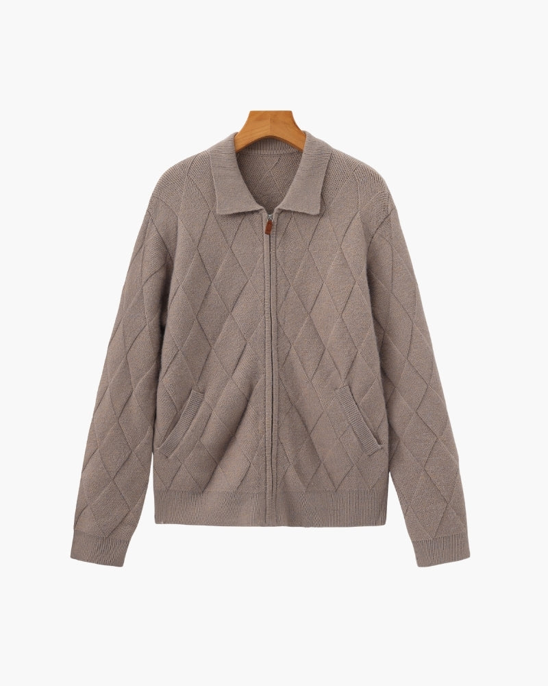 Cardigan Zippé Heritage Tricot Losanges