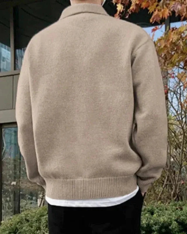 Pull Demi-Zip Boutonné en Laine