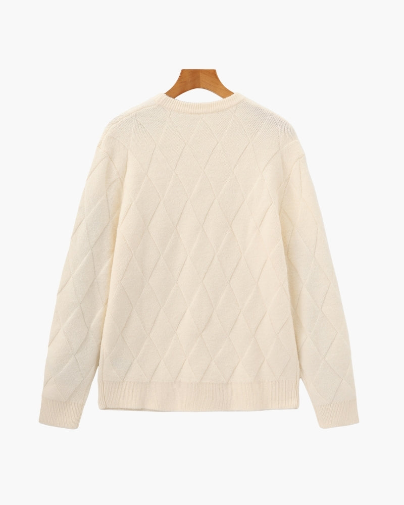 Pull à Col Rond Tricot Losanges