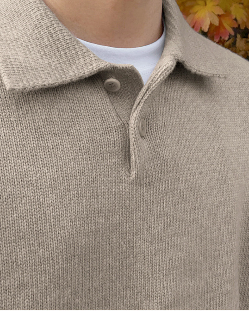 Pull Demi-Zip Boutonné en Laine