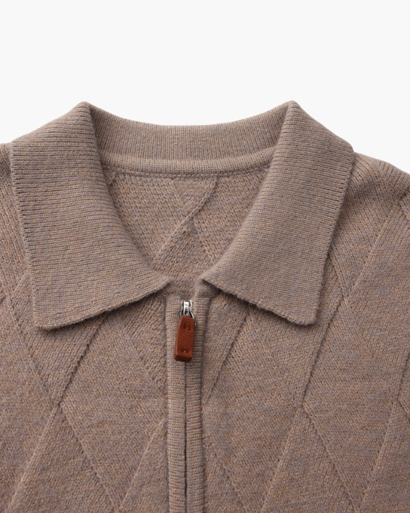 Cardigan Zippé Heritage Tricot Losanges