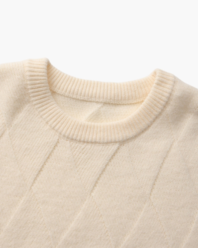 Pull à Col Rond Tricot Losanges