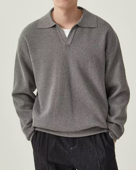Pull Polo en Tricot Texturé