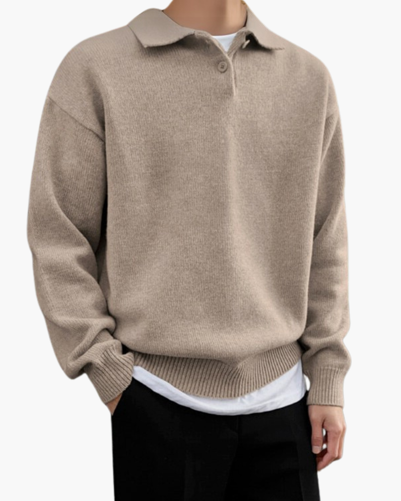 Pull Demi-Zip Boutonné en Laine