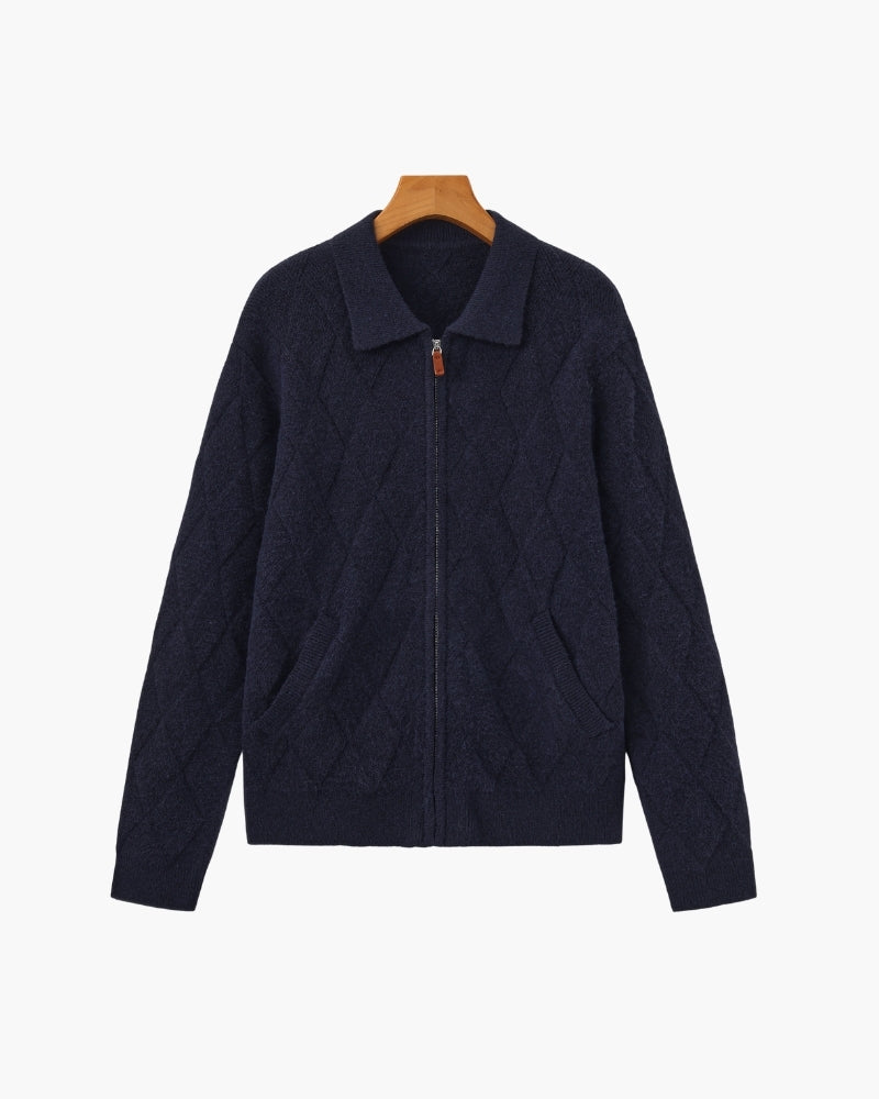 Cardigan Zippé Heritage Tricot Losanges