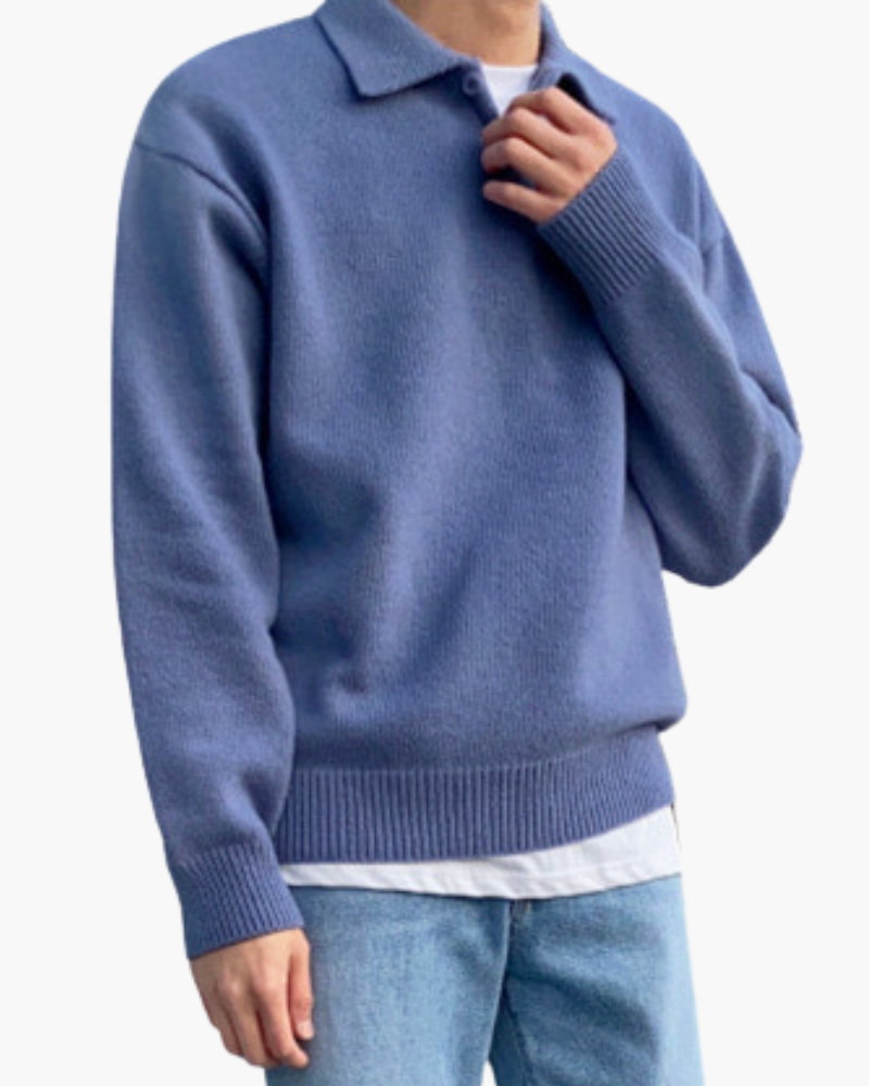 Pull Demi-Zip Boutonné en Laine