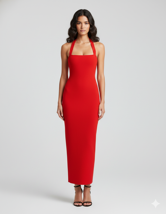 Robe Maxi Slim Fit à Encolure Licou
