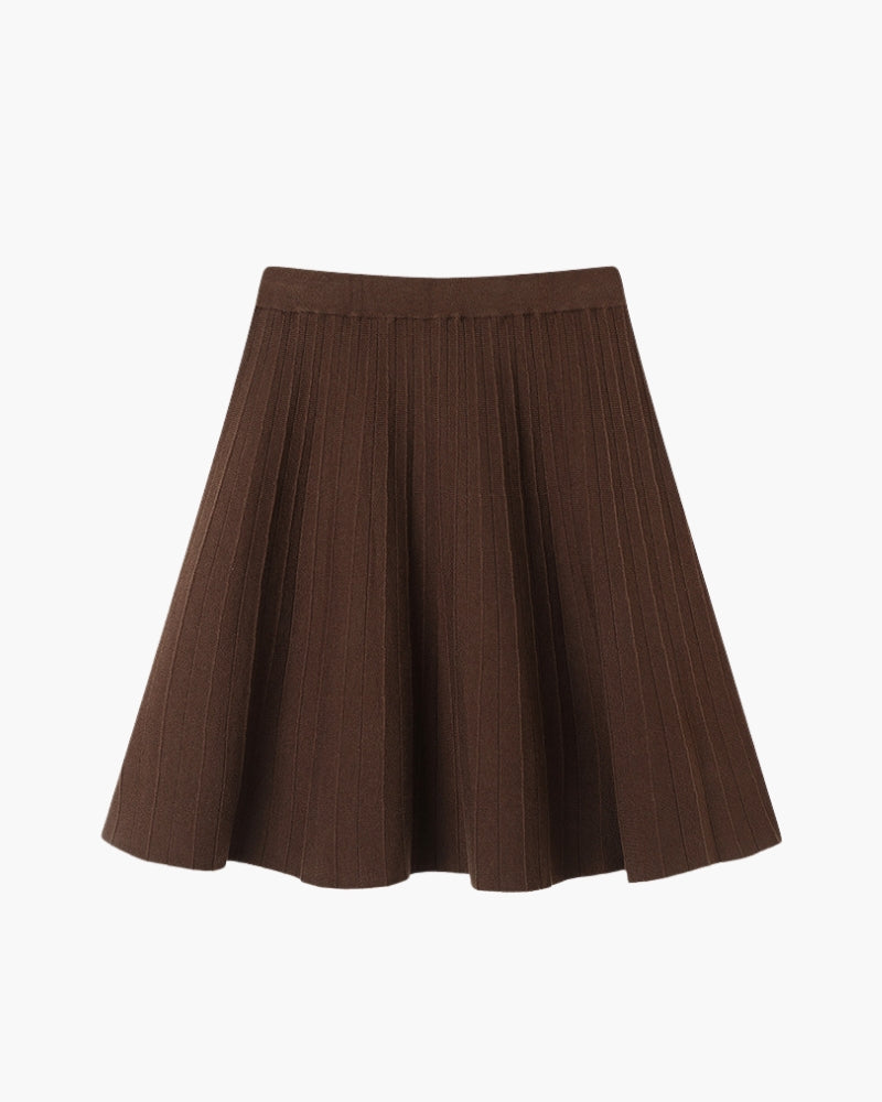 Mini Jupe en Laine Plissée Oxford